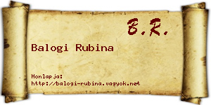 Balogi Rubina névjegykártya